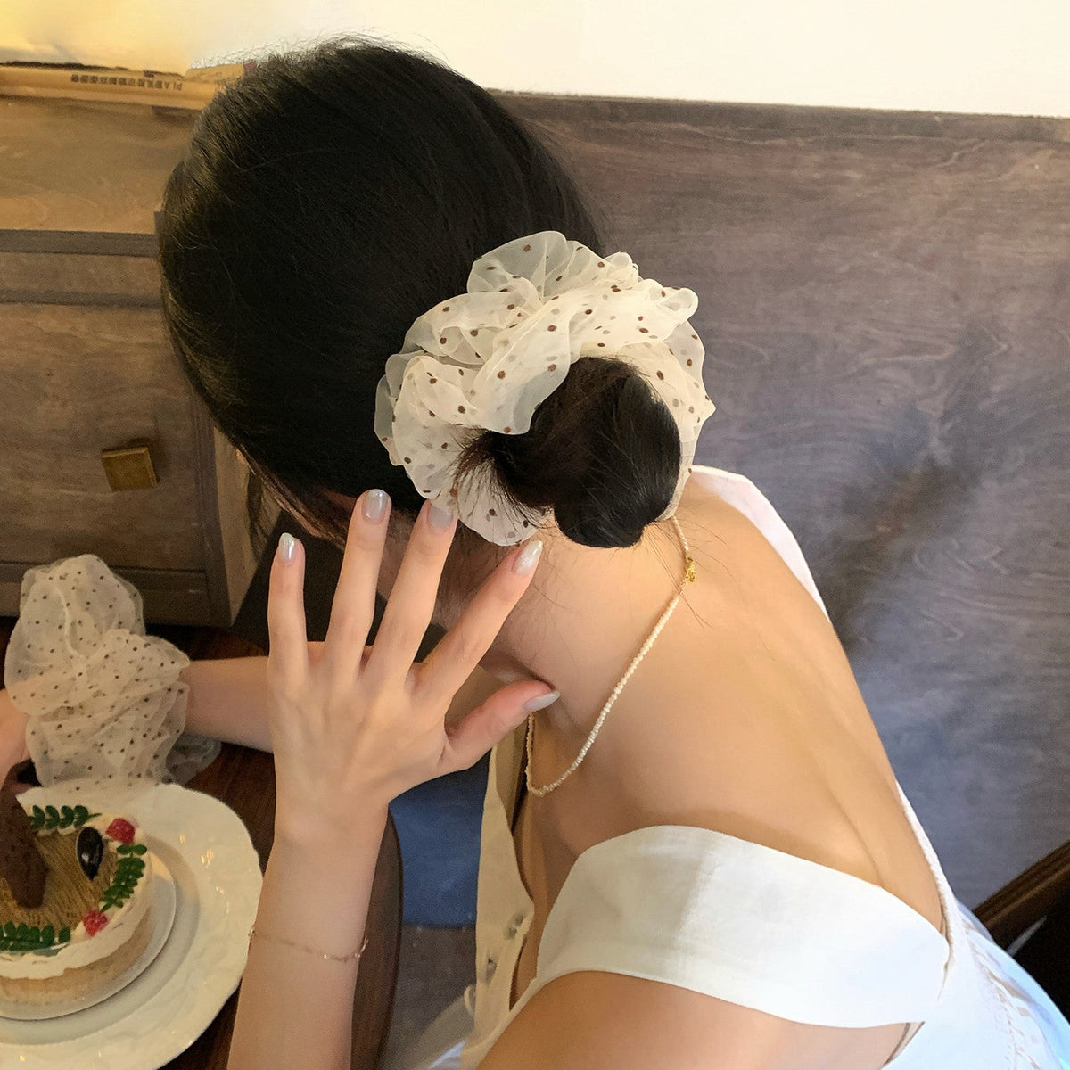 Polka Dot Scrunchie Hair Tie（MAC464） - Mariam's Collection