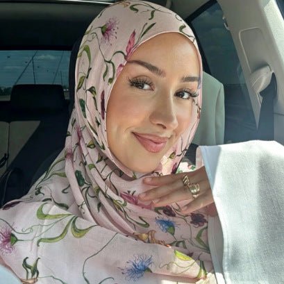 Poly-Cotton Floral Print Hijab Scarf(MH226) - Mariam's Collection