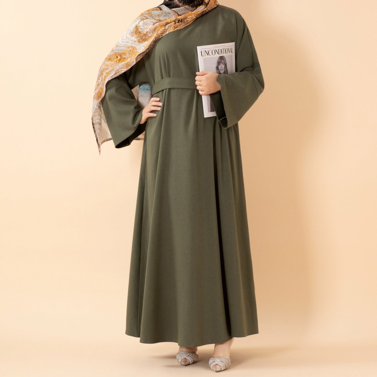 Premium Linen - Look Pullover Abaya with Pockets(MA341) - Mariam's Collection