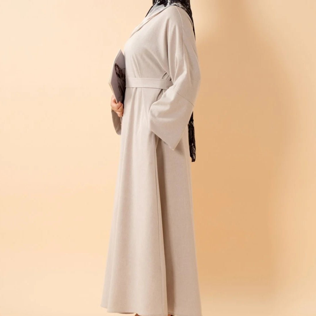 Premium Linen - Look Pullover Abaya with Pockets(MA341) - Mariam's Collection