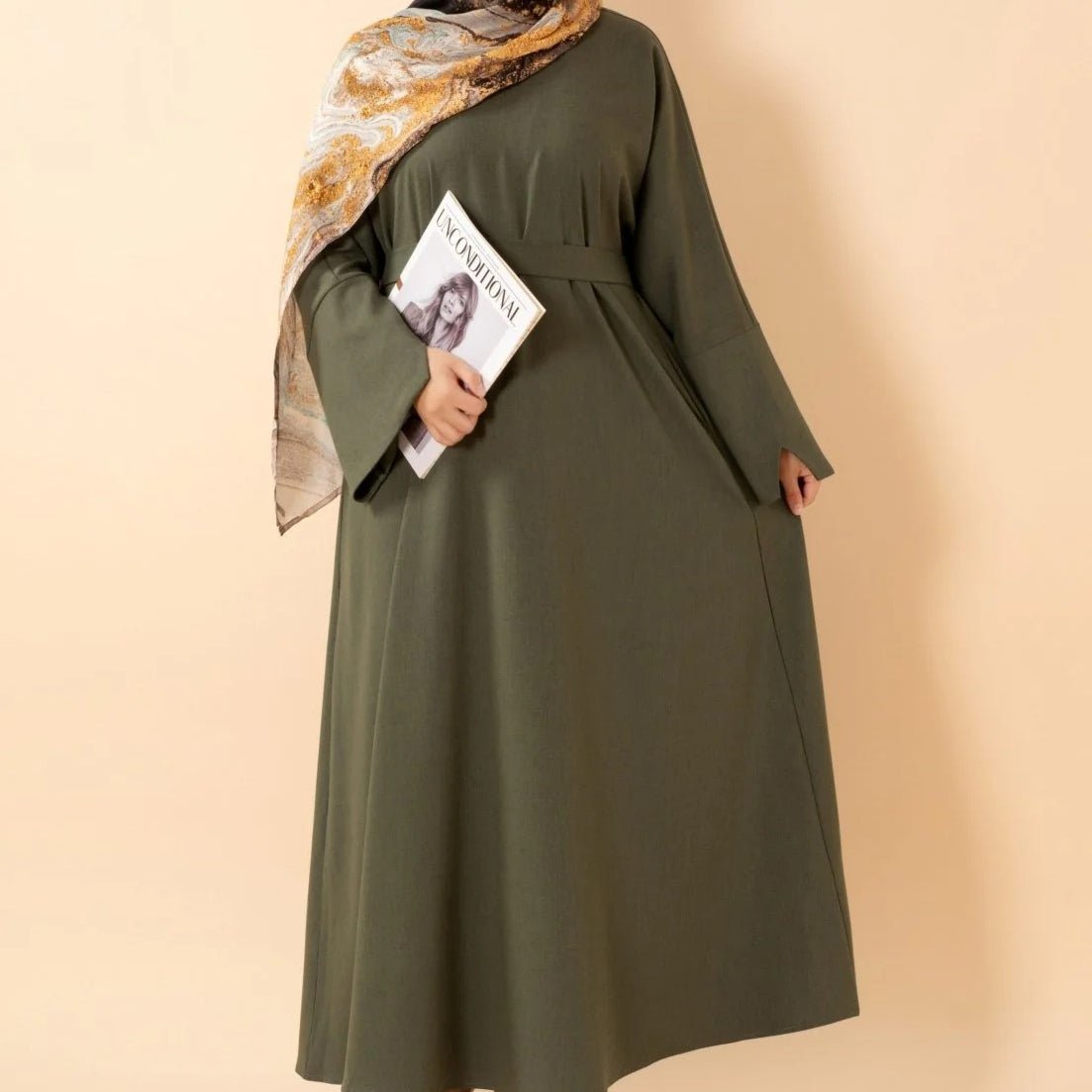 Premium Linen - Look Pullover Abaya with Pockets(MA341) - Mariam's Collection