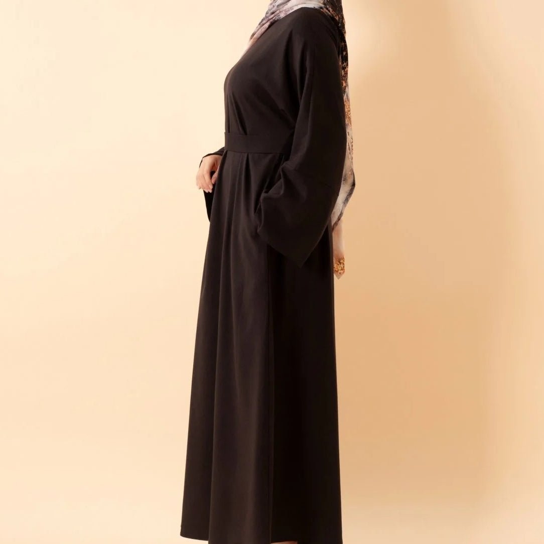 Premium Linen - Look Pullover Abaya with Pockets(MA341) - Mariam's Collection