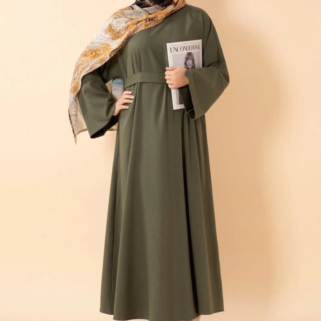 Premium Linen - Look Pullover Abaya with Pockets(MA341) - Mariam's Collection