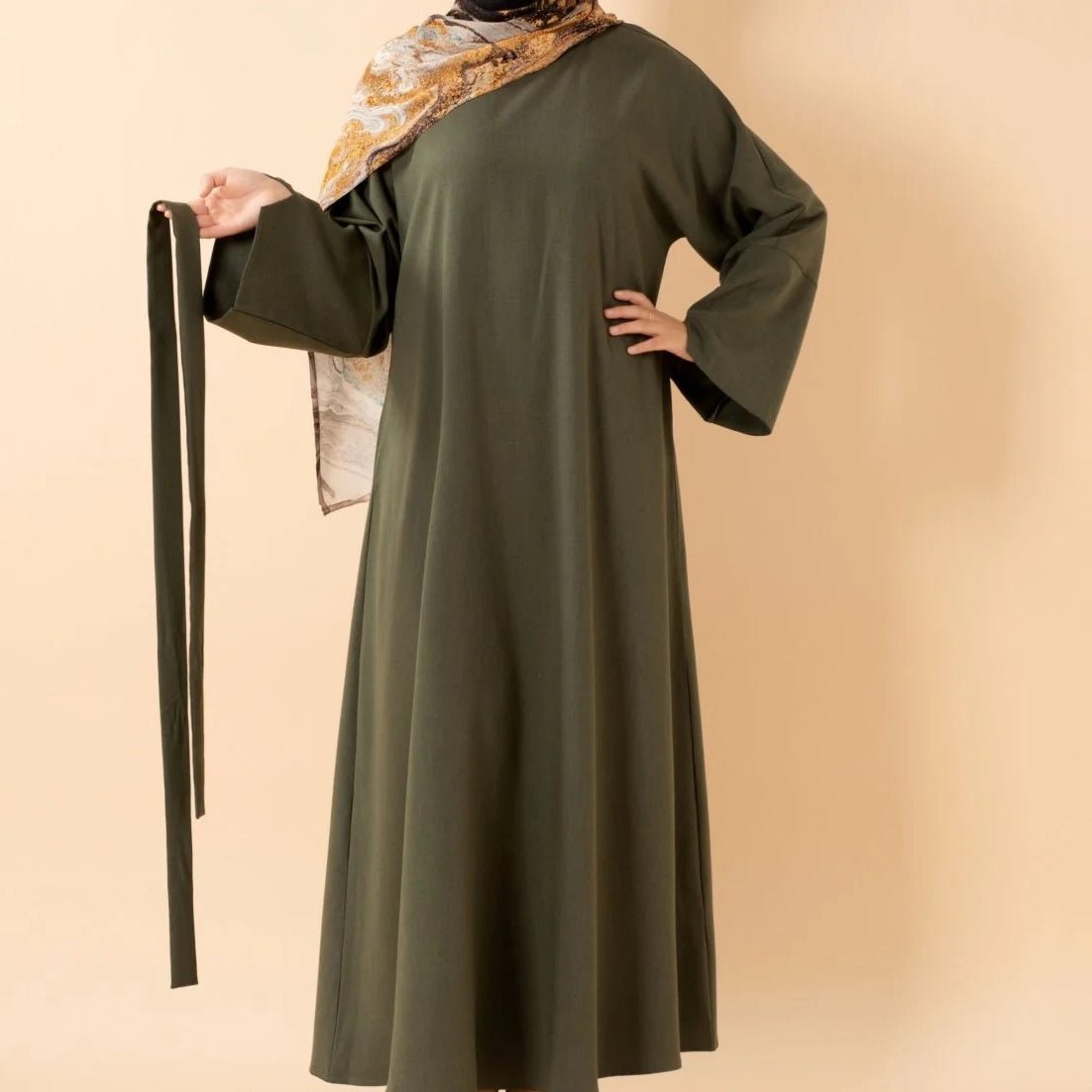 Premium Linen - Look Pullover Abaya with Pockets(MA341) - Mariam's Collection