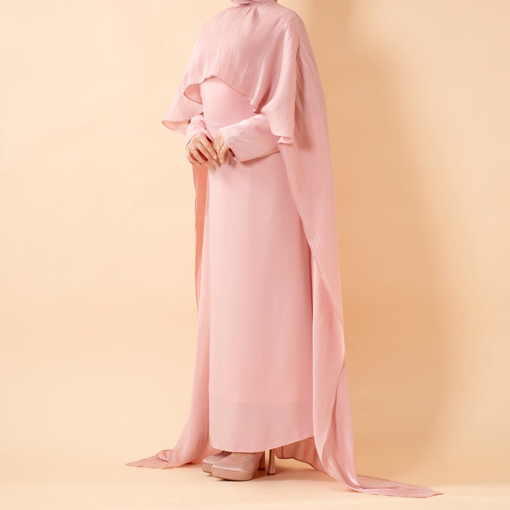 Premium Modest Luxury Organza Cape A - Line Maxi Dress Abaya(MA300) - Mariam's Collection