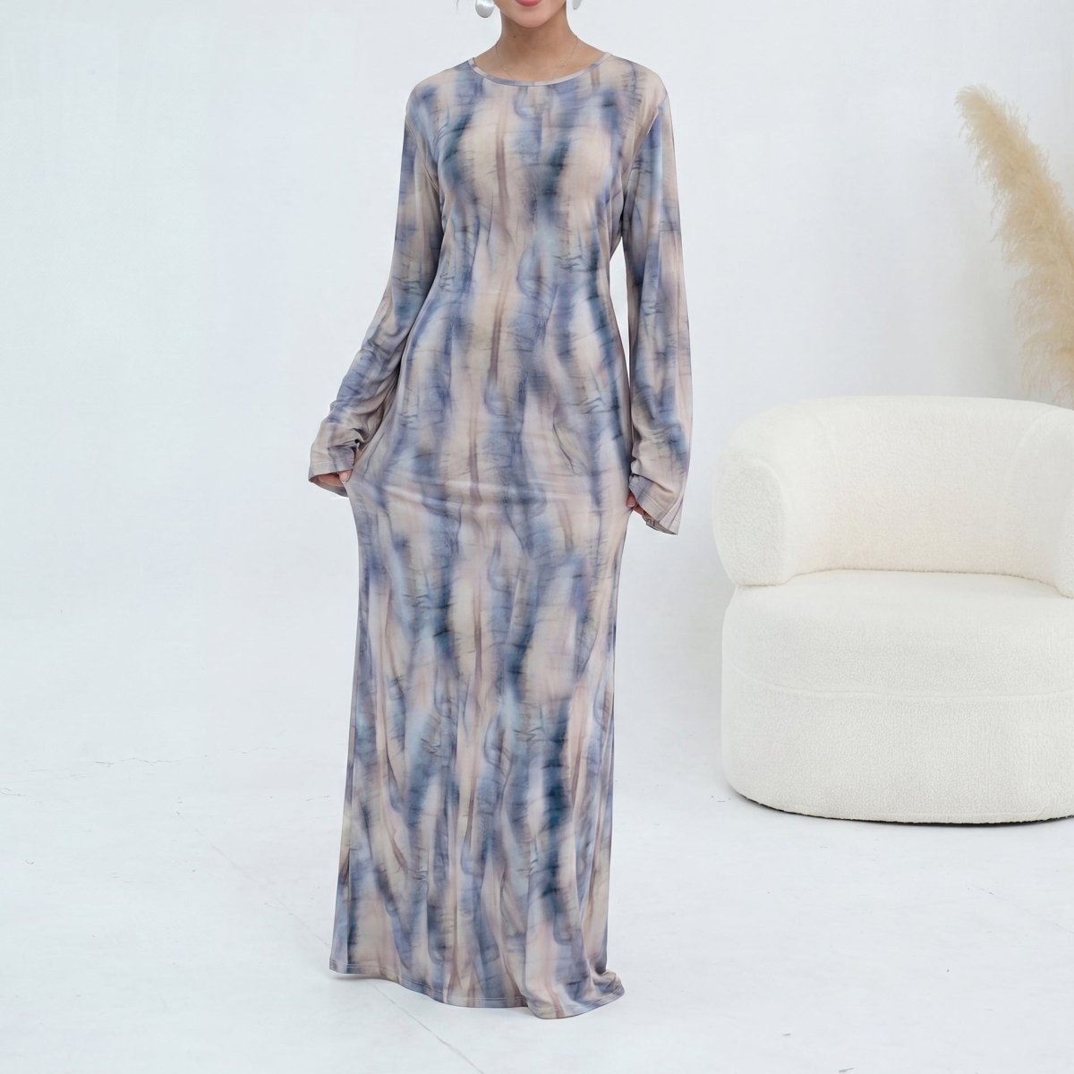 Print Stretch Maxi Dress(MS429) - Mariam's Collection