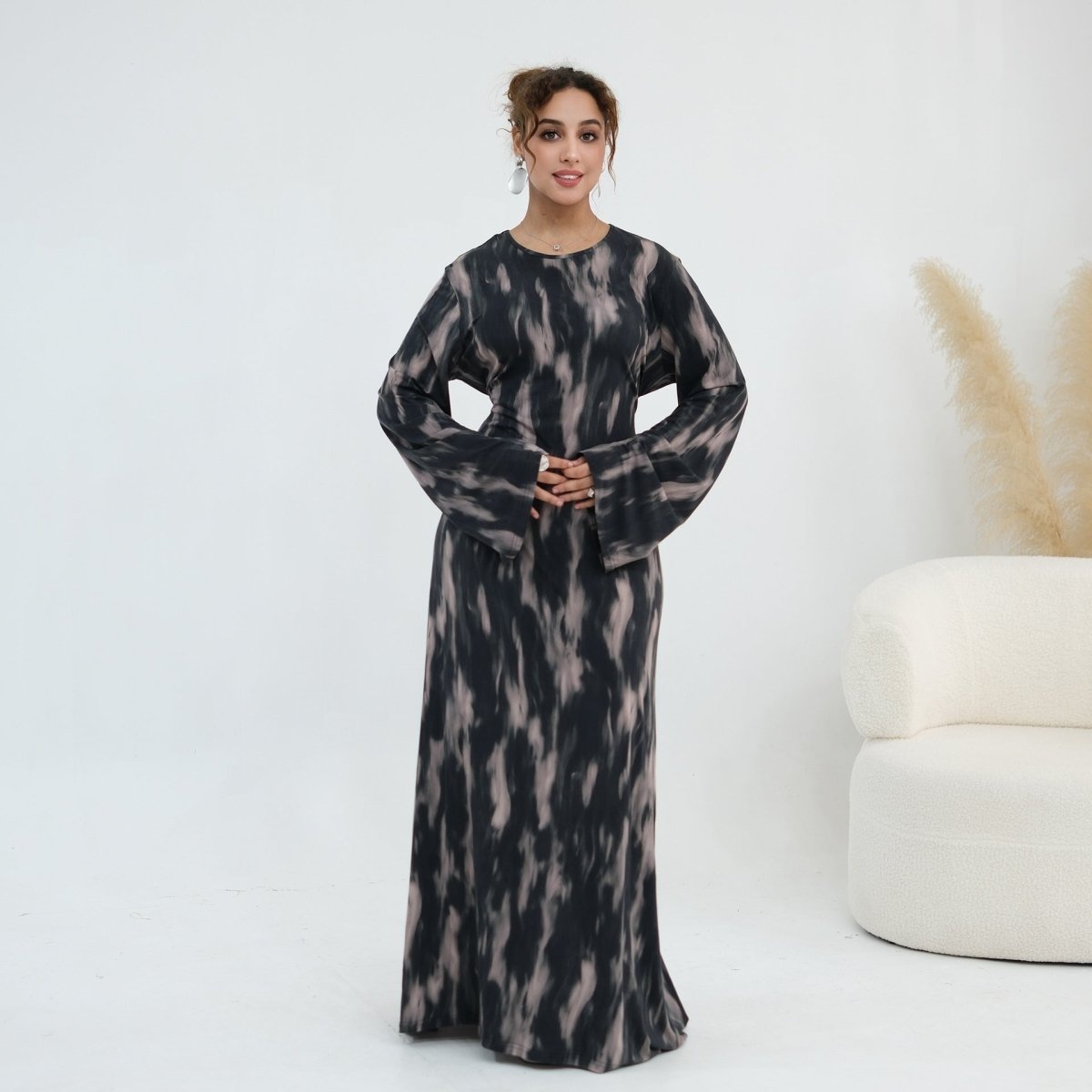 Print Stretch Maxi Dress(MS429) - Mariam's Collection