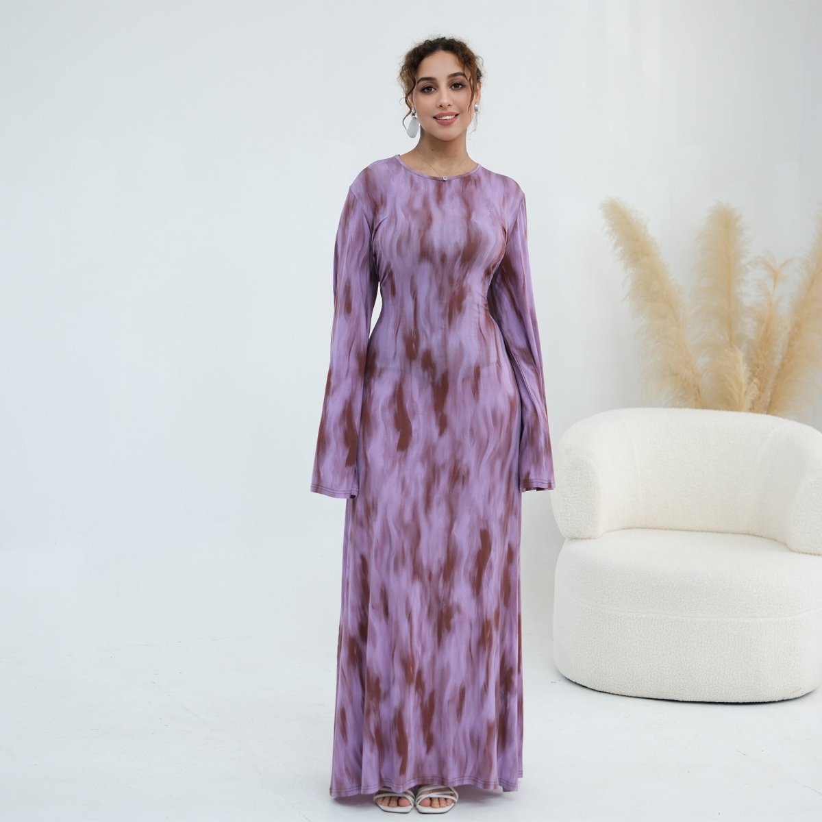 Print Stretch Maxi Dress(MS429) - Mariam's Collection