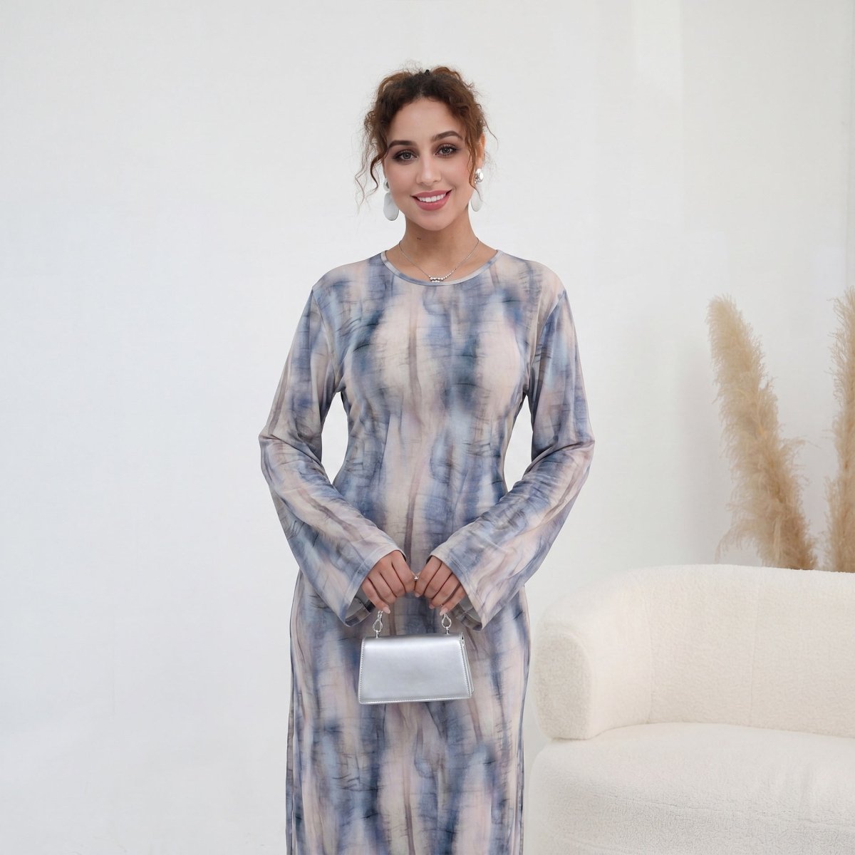 Print Stretch Maxi Dress(MS429) - Mariam's Collection