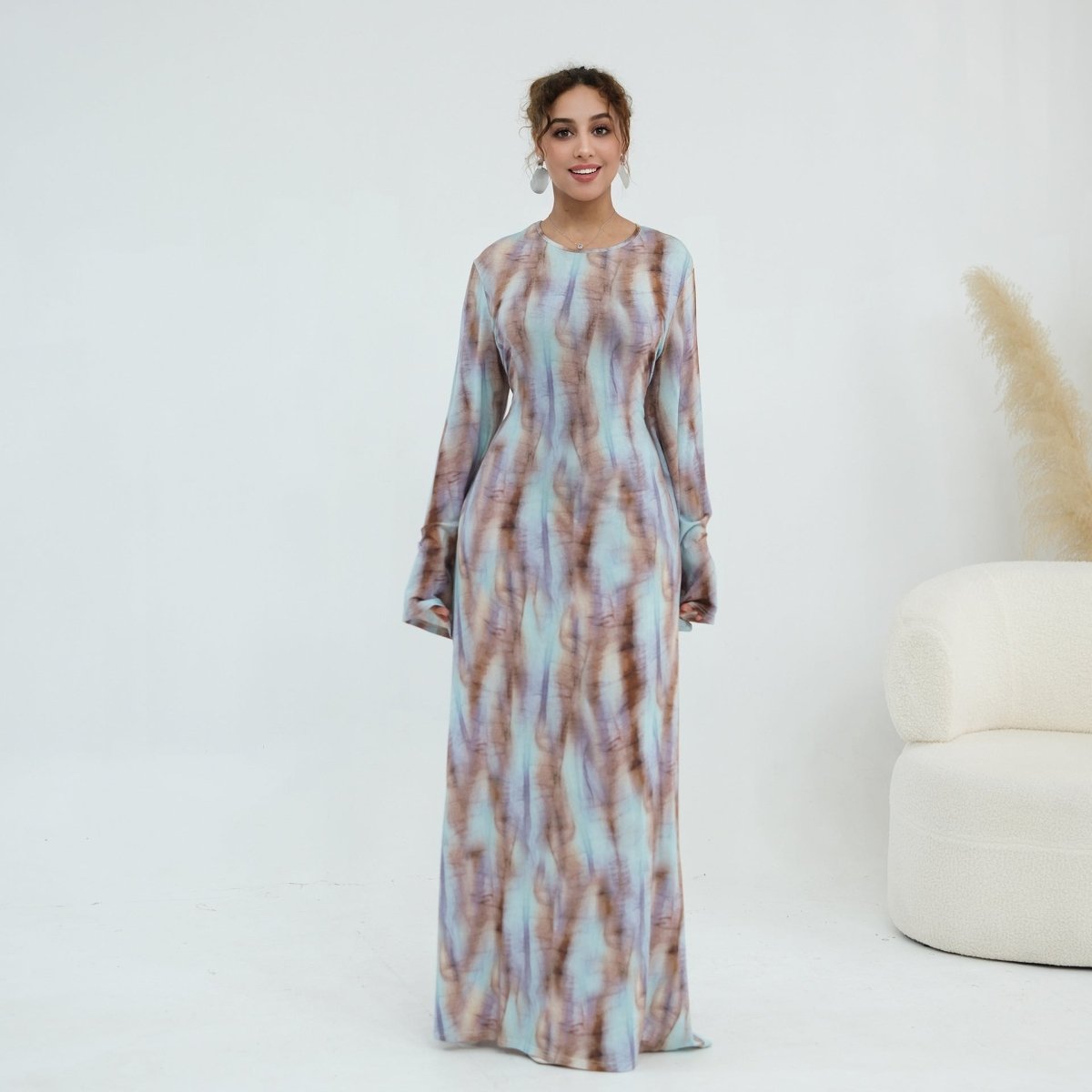 Print Stretch Maxi Dress(MS429) - Mariam's Collection