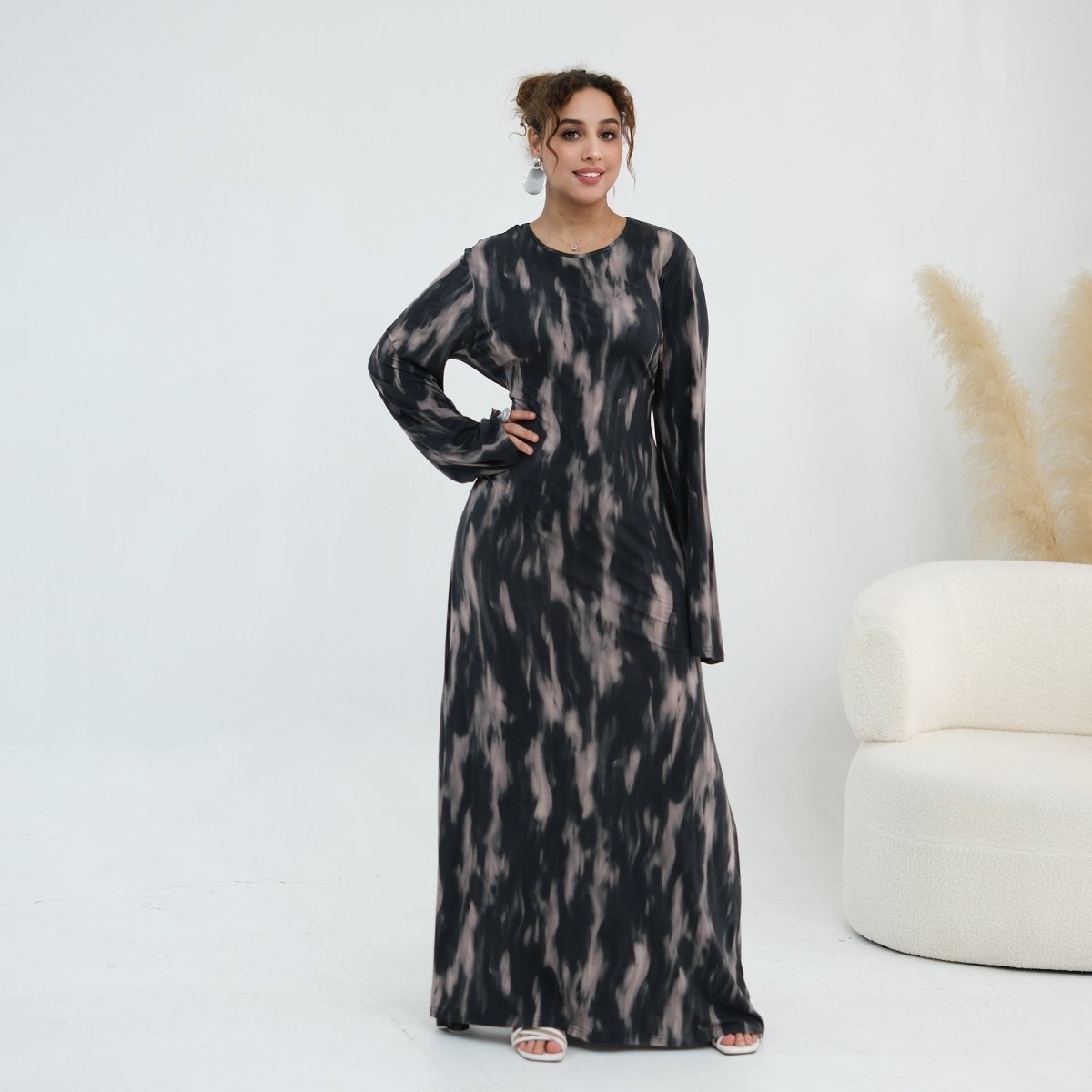 Print Stretch Maxi Dress(MS429) - Mariam's Collection