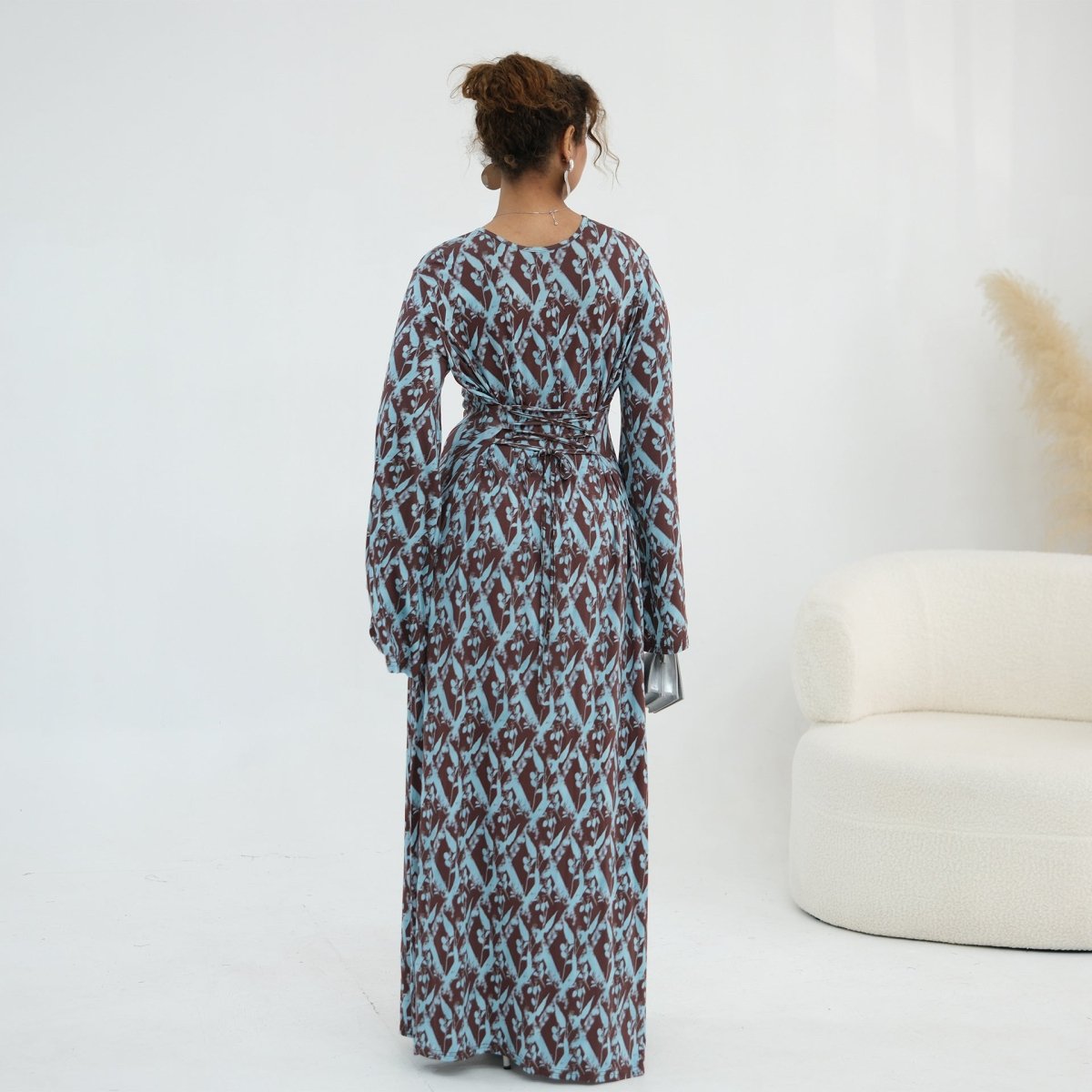 Print Stretch Maxi Dress(MS429) - Mariam's Collection