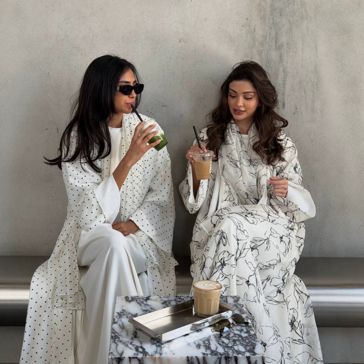 Printed Double-Layer Open Abaya & Hijab Set(MOA324) - Mariam's Collection