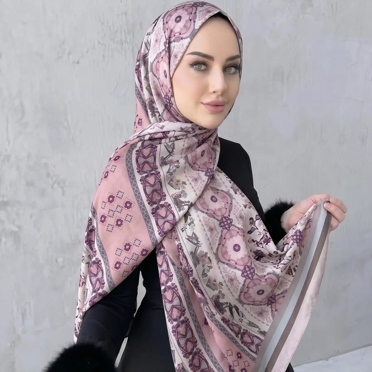Printed Hijab Scarf(MH239) - Mariam's Collection