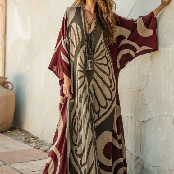 Printed Kaftan Maxi Dress(MS419) - Mariam's Collection