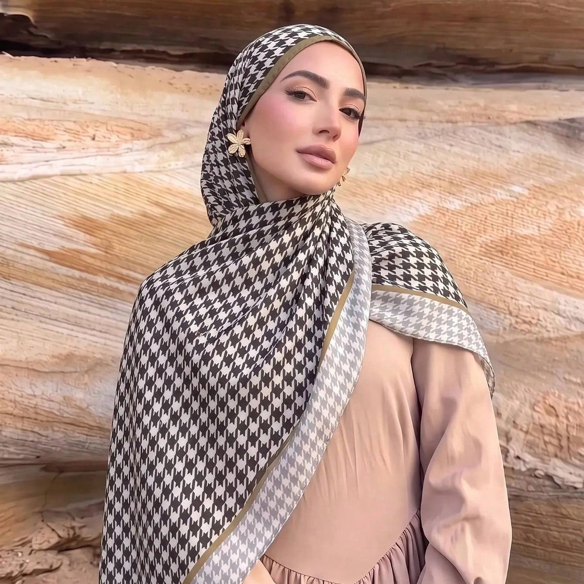 Printed Polyester Twill Hijab | Smooth Long Patterned Scarf(MH264) - Mariam's Collection
