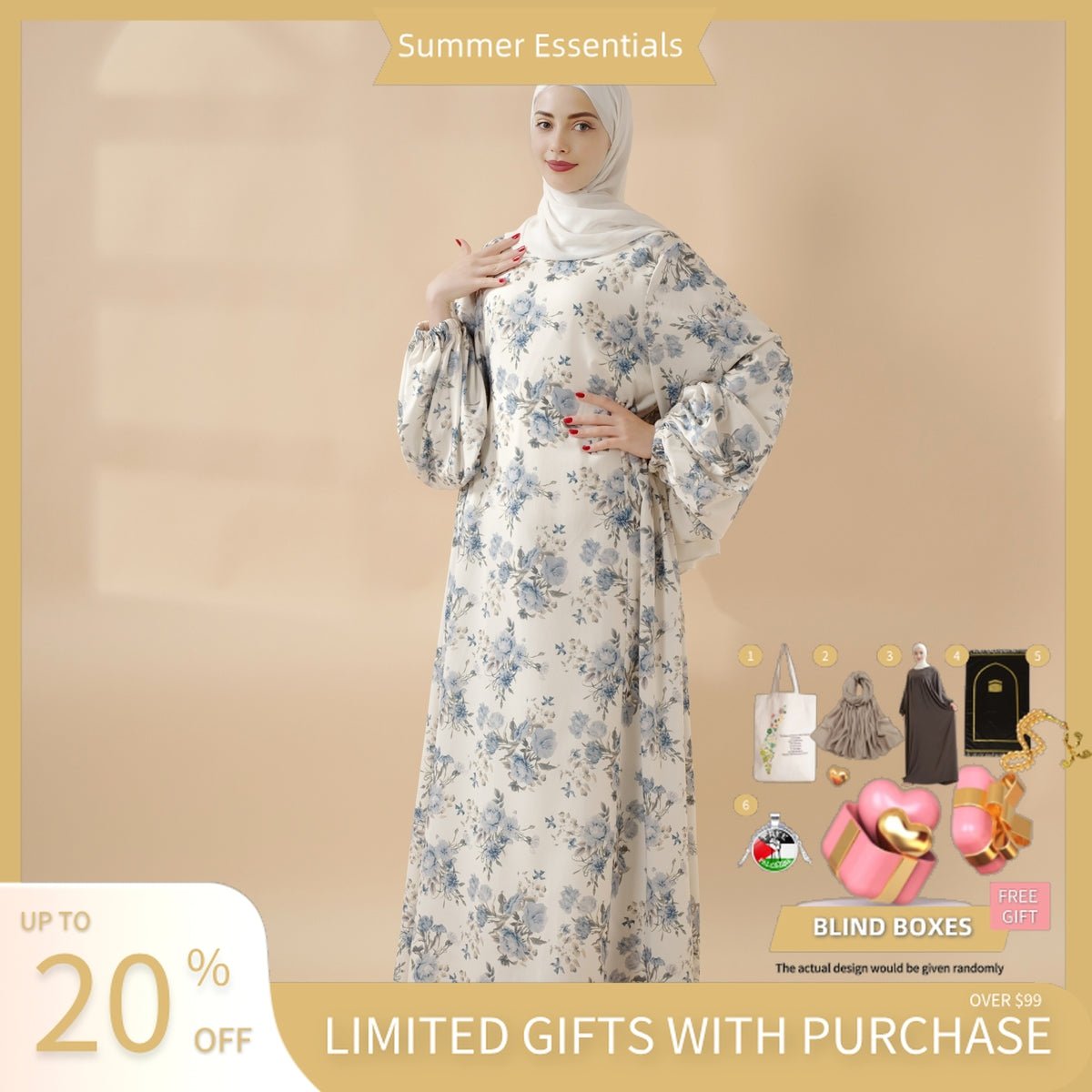 Printed Reversible Abaya (MA082) - Mariam's Collection