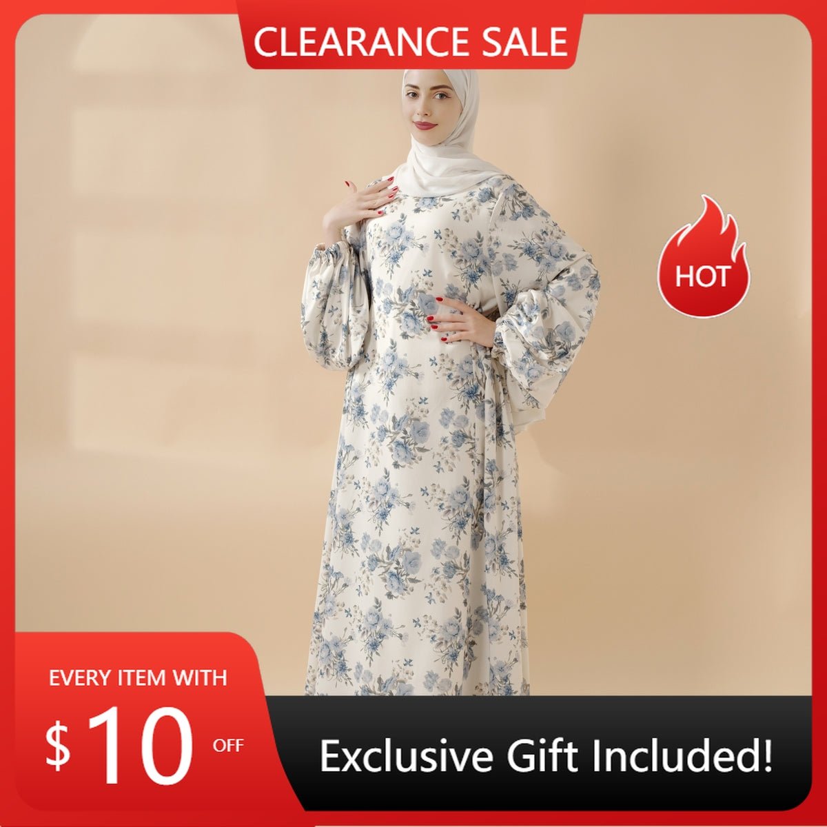 Printed Reversible Abaya (MA082) - Mariam's Collection