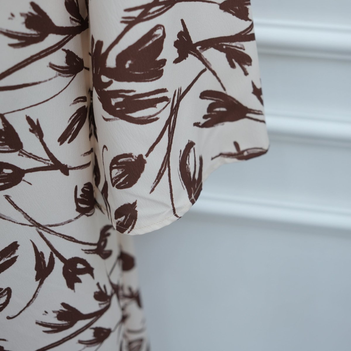 Printed Washed-Crinkle Bell Sleeve Maxi Dress(MS474) - Mariam's Collection