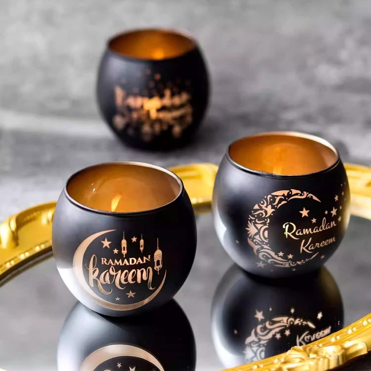 Ramadan Scented Candle Glass Holder Set (MAC391) - Mariam's Collection