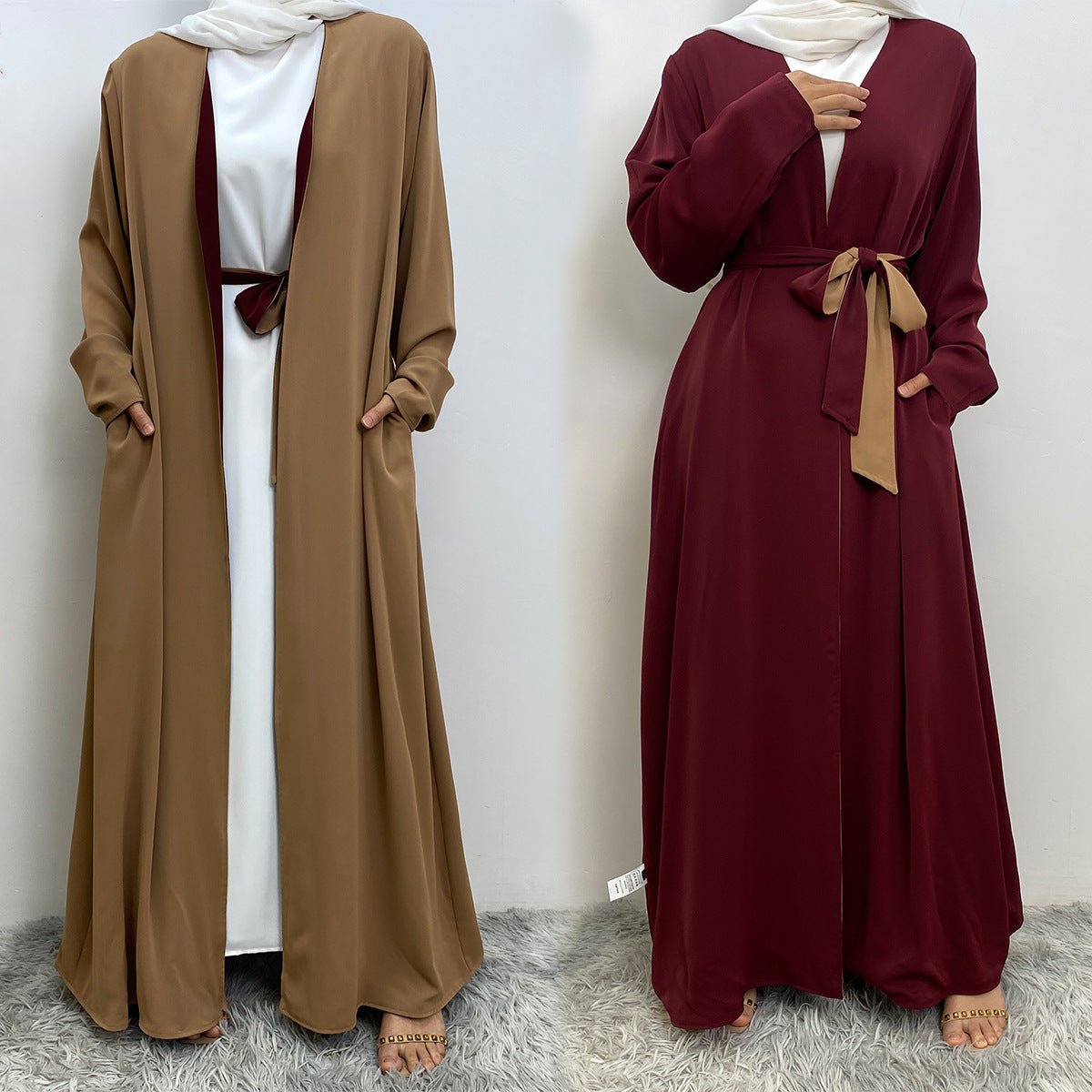 Reversible Open Abaya with Pockets (MOA110) - Mariam's Collection