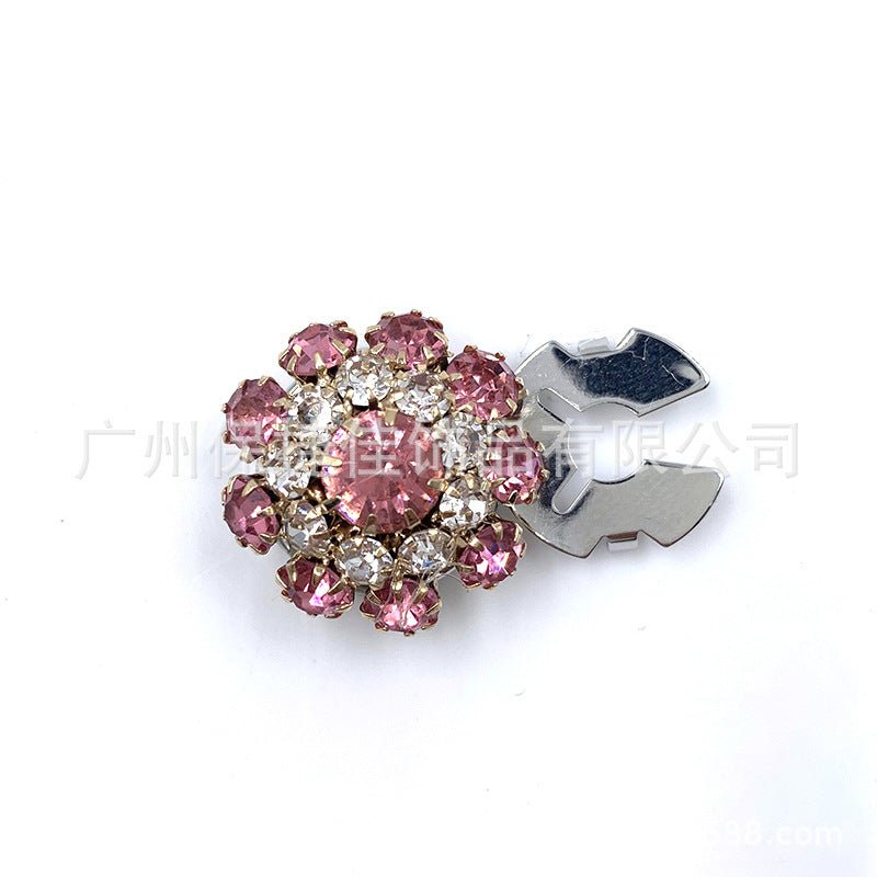 Rhinestone Button Covers | Crystal Flower Decorative Clips(MAC359) - Mariam's Collection