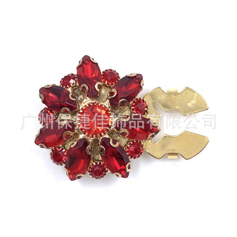 Rhinestone Button Covers | Crystal Flower Decorative Clips(MAC359) - Mariam's Collection