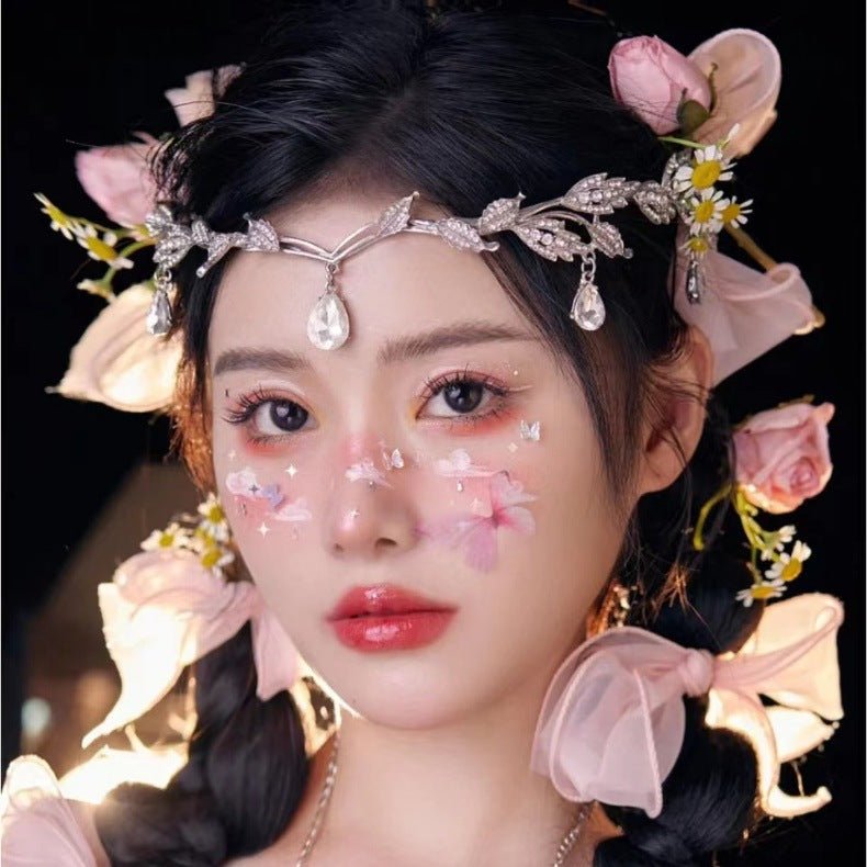 Rhinestone - Encrusted Hair Clip with Forehead Pendant Accent (MAC329) - Mariam's Collection