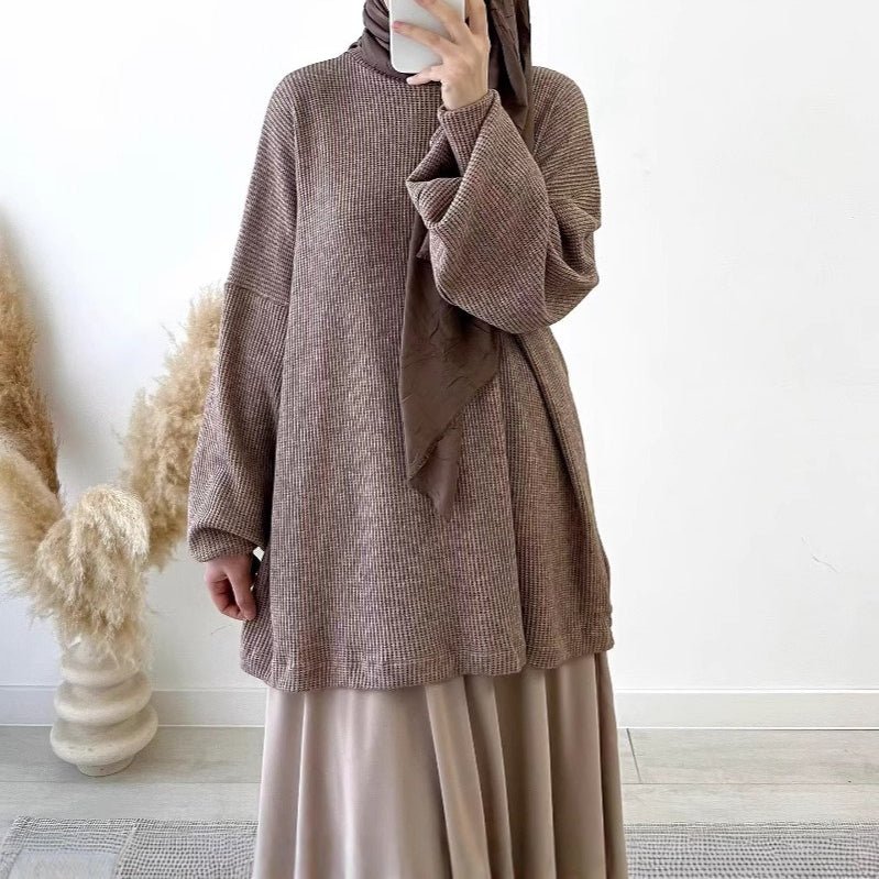 Ribbed Knit Sweater & Maxi Skirt Set | Oversized Pullover Two - Piece(MS224) - Mariam's Collection