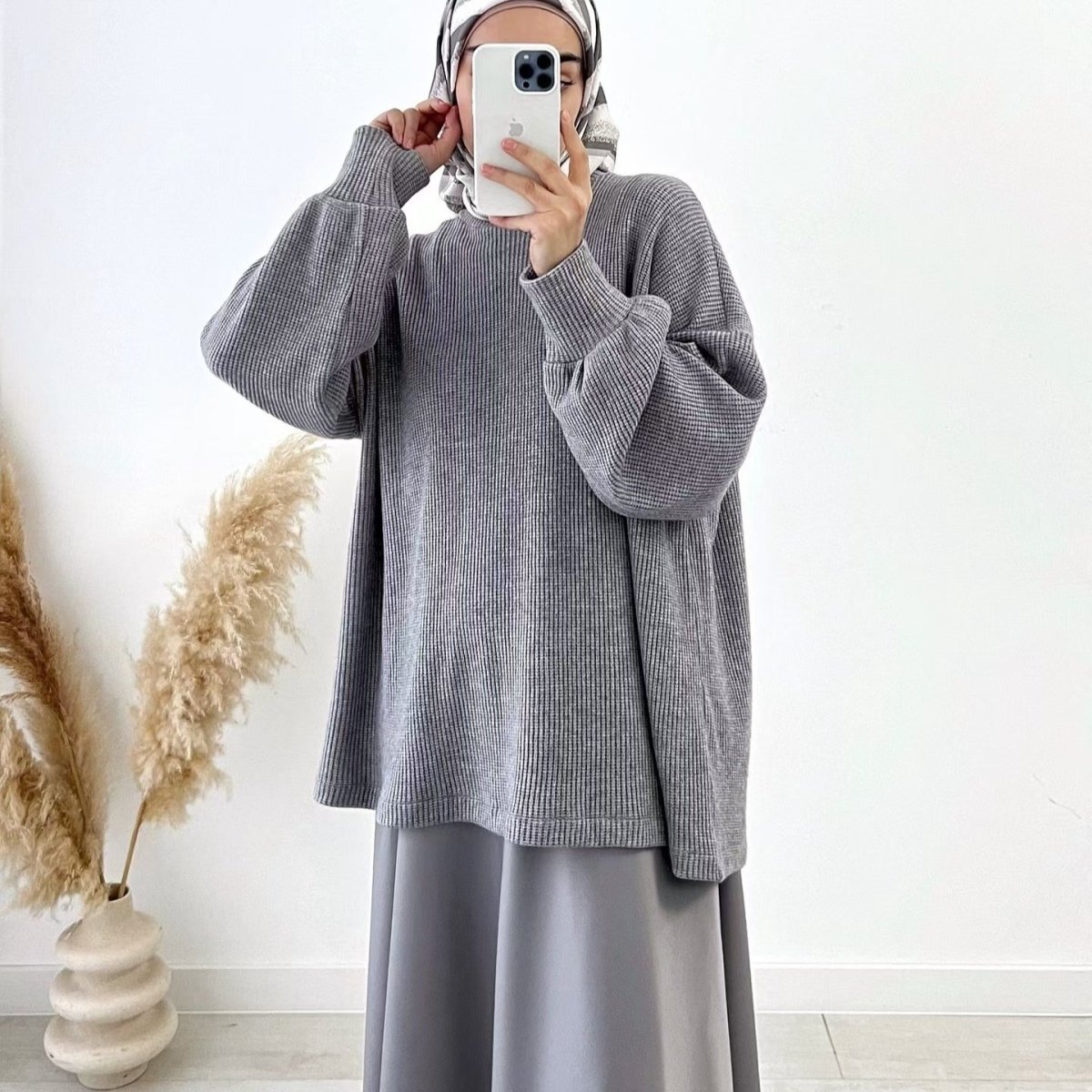 Ribbed Knit Sweater & Maxi Skirt Set | Oversized Pullover Two - Piece(MS224) - Mariam's Collection