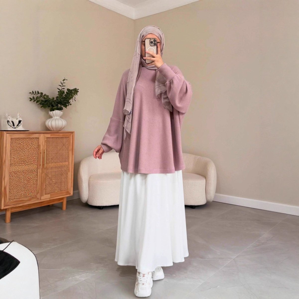 Ribbed Knit Sweater & Maxi Skirt Set | Oversized Pullover Two - Piece(MS224) - Mariam's Collection