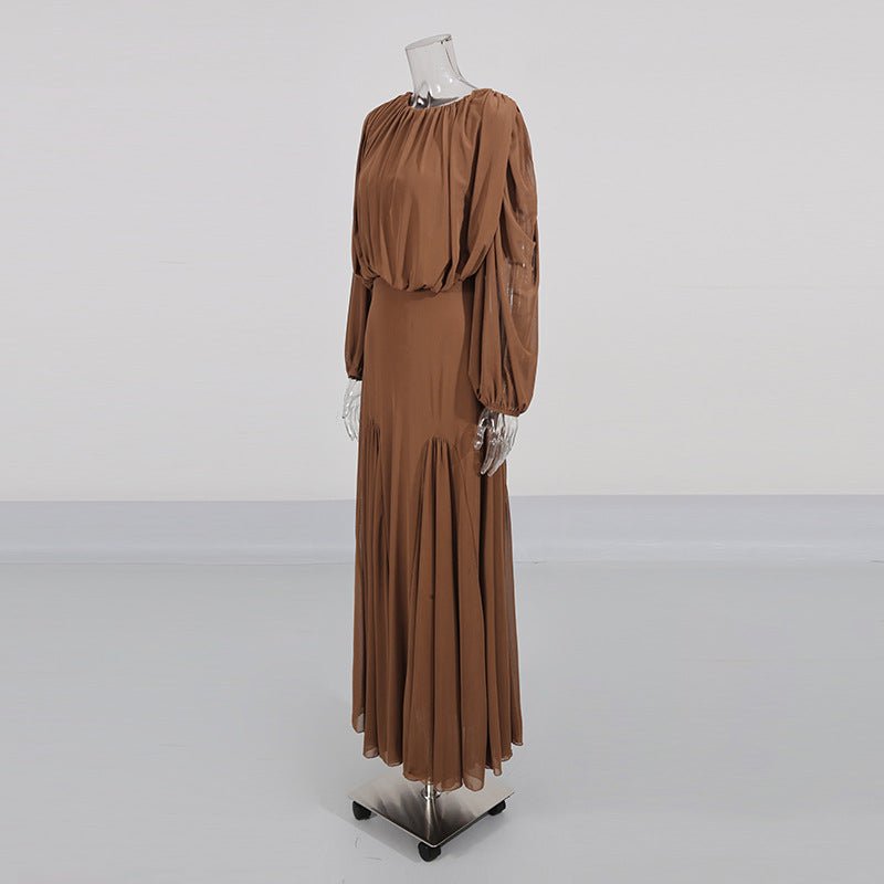 Modest dress styled for an evening occasion