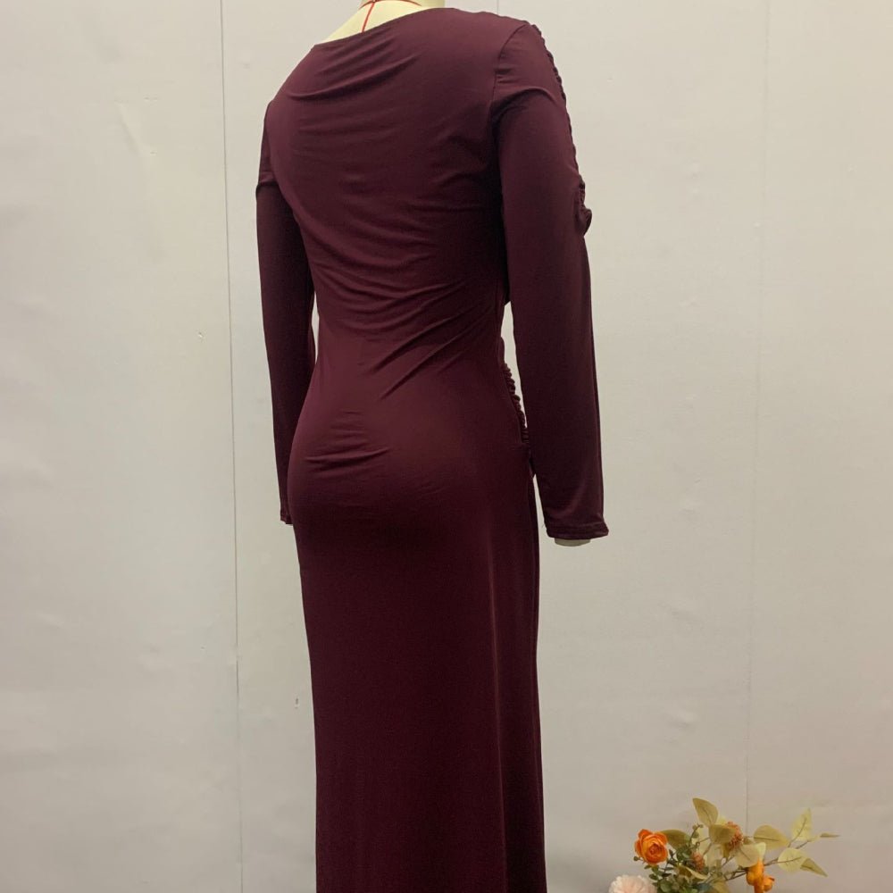 Ruched Bodycon Maxi Dress(MS219) - Mariam's Collection