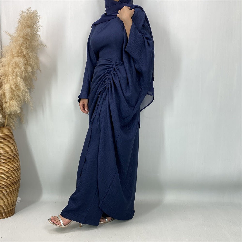Ruched Drawstring Batwing Top & Wide-Leg Trousers Co-ord Set(MS478) - Mariam's Collection