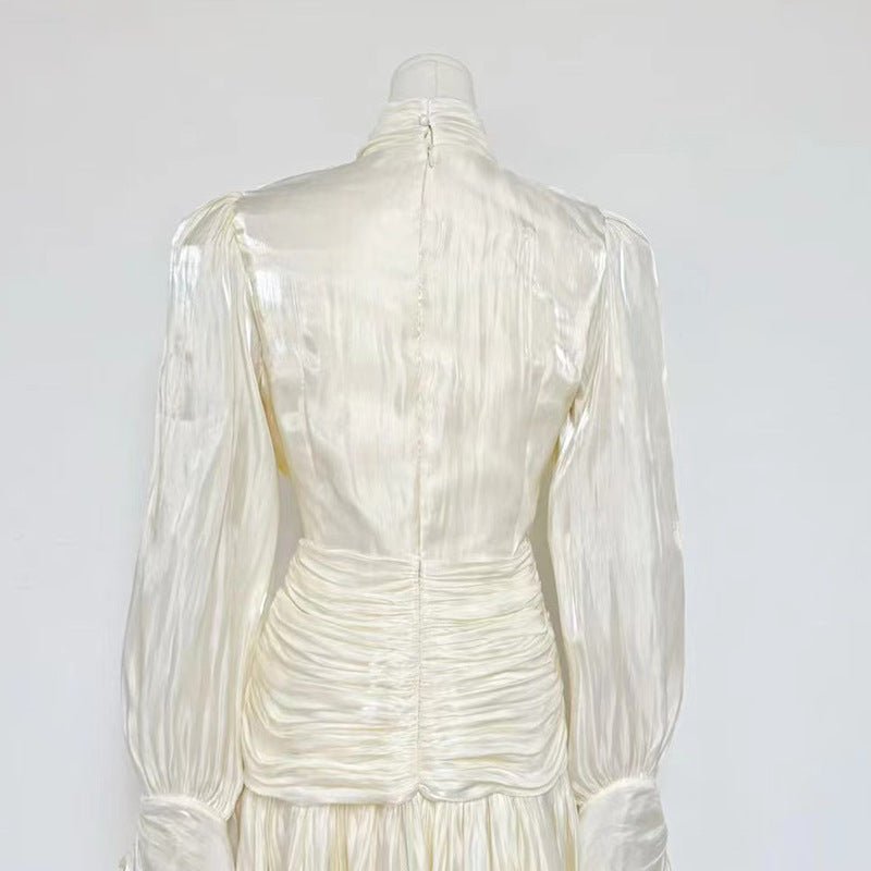 Ruched High Neck Evening Gown(MS221) - Mariam's Collection