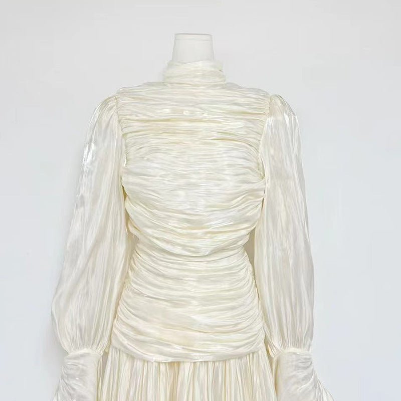 Ruched High Neck Evening Gown(MS221) - Mariam's Collection