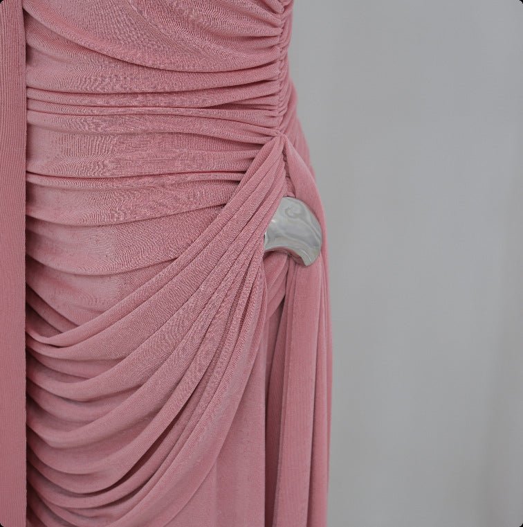 Ruched Maxi Dress with Cape(MS434) - Mariam's Collection