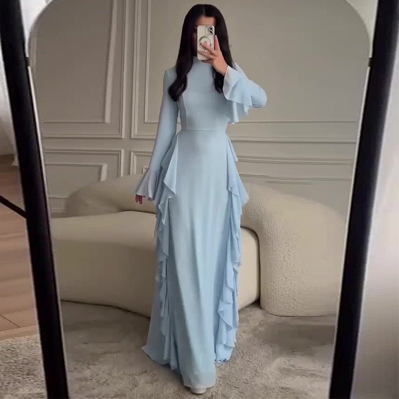 Ruffle Dress with Bell Sleeves(MS295) - Mariam's Collection