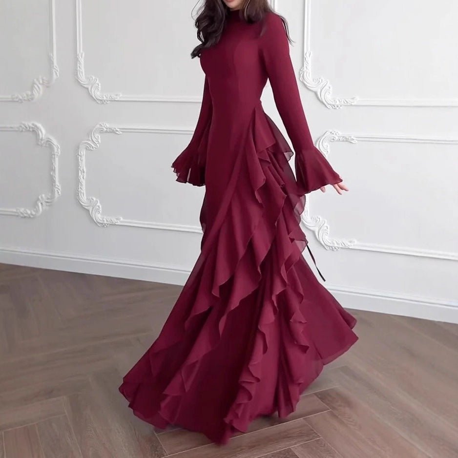 Ruffle Dress with Bell Sleeves(MS295) - Mariam's Collection