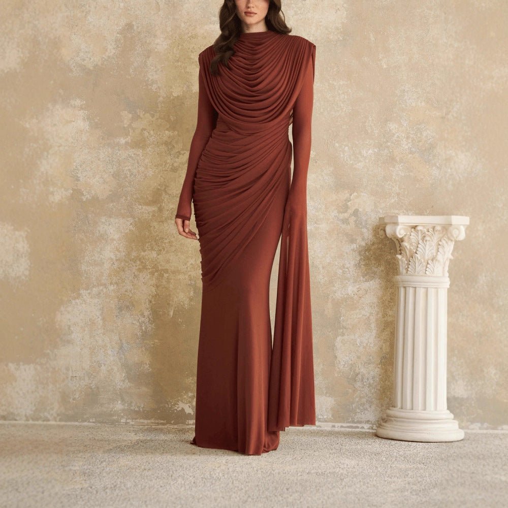 Sculptural Pleated Formal Dress(MS325) - Mariam's Collection