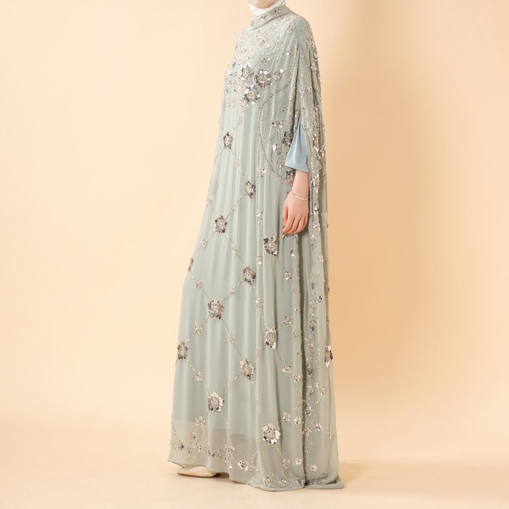 Sequin Embroidered Batwing Abaya(MA454) - Mariam's Collection