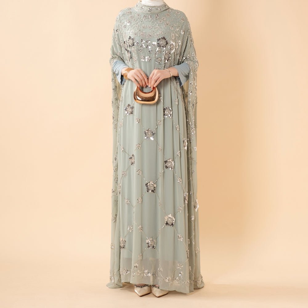 Sequin Embroidered Batwing Abaya(MA454) - Mariam's Collection