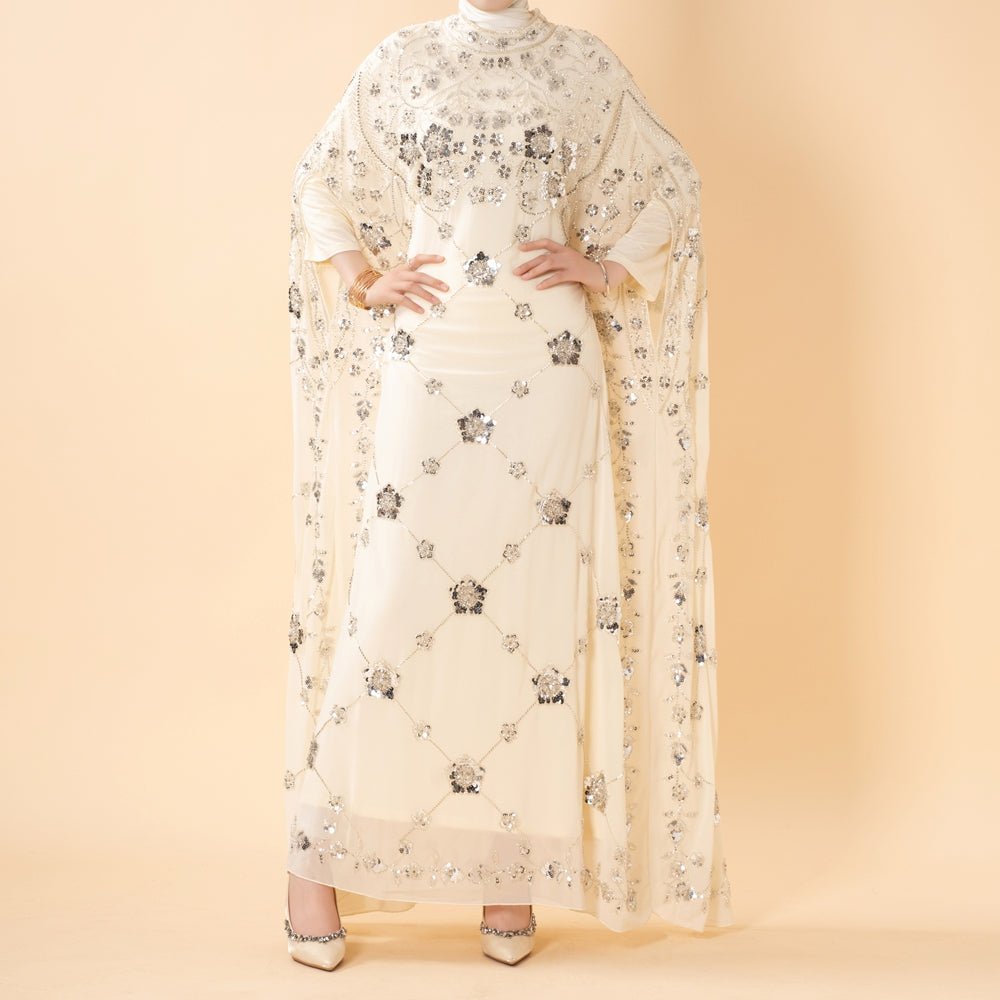 Sequin Embroidered Batwing Abaya(MA454) - Mariam's Collection