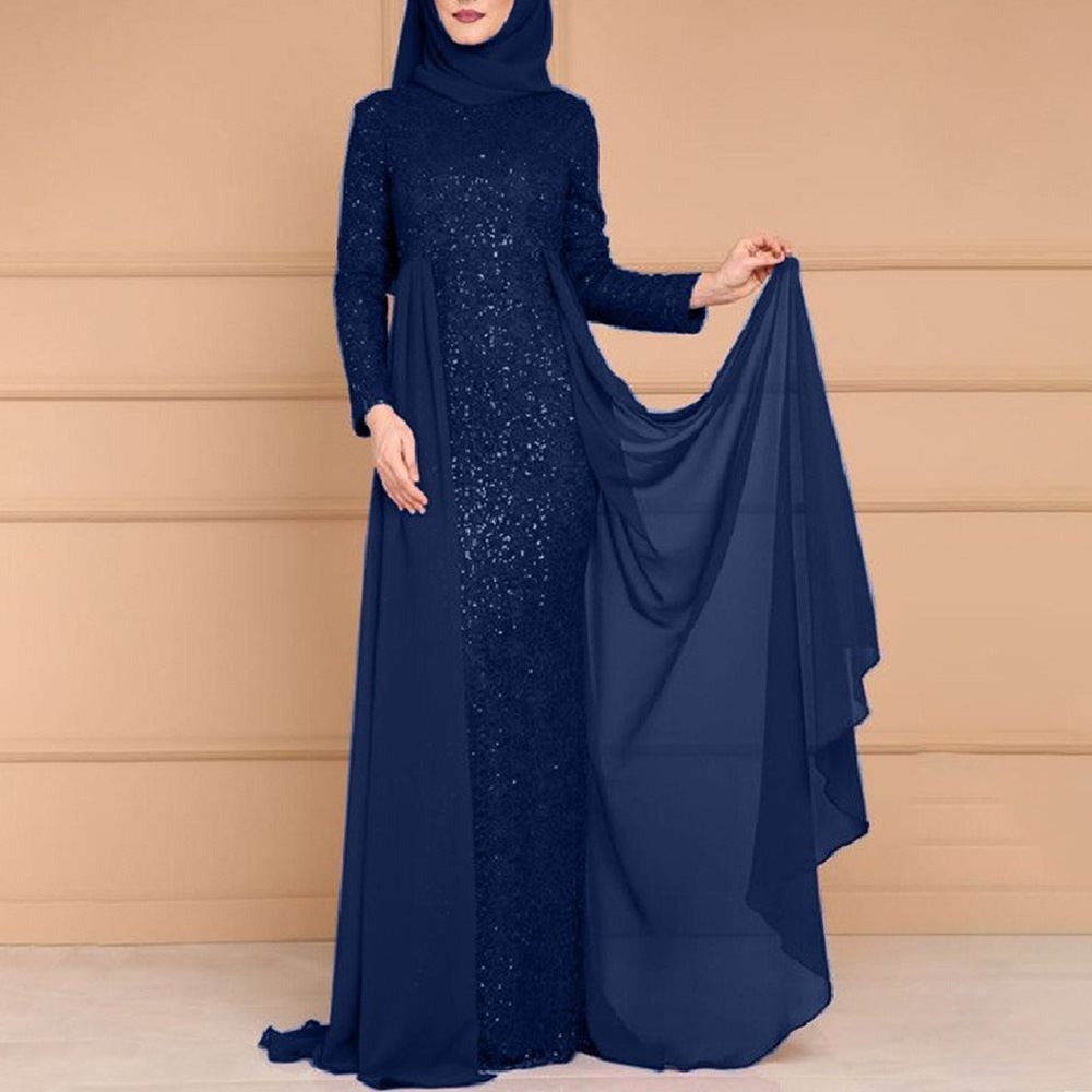 Sequin Gown Long Sleeve Fitted Maxi Dress(MS235) - Mariam's Collection
