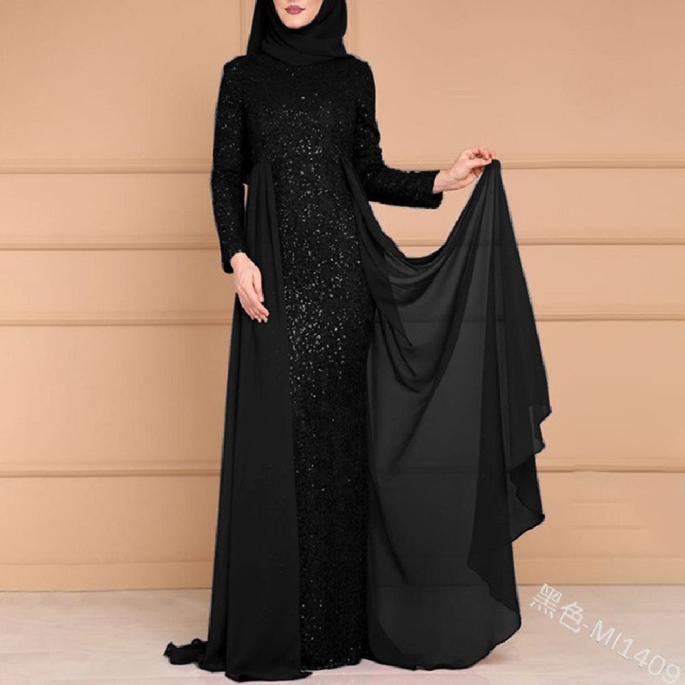 Sequin Gown Long Sleeve Fitted Maxi Dress(MS235) - Mariam's Collection
