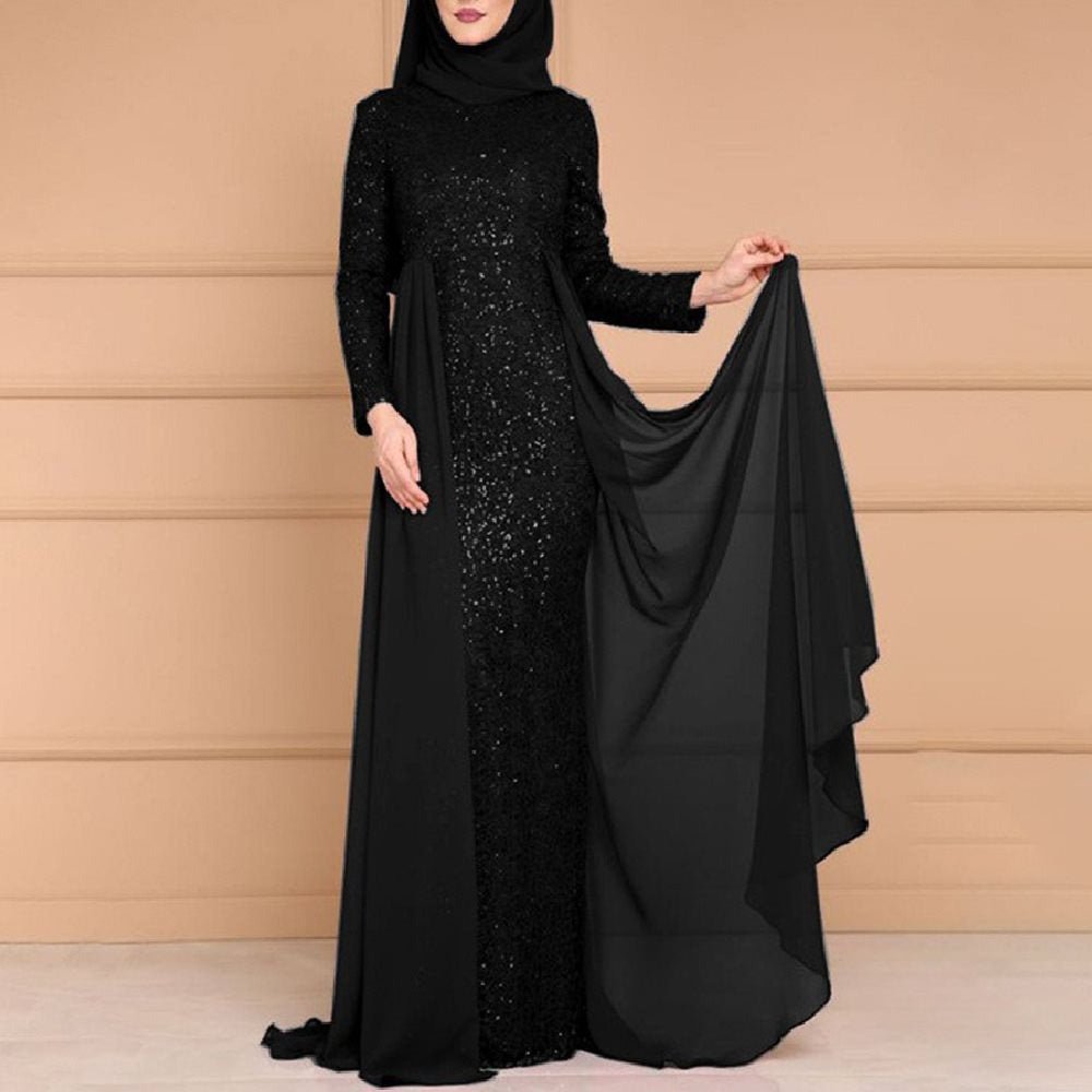 Sequin Gown Long Sleeve Fitted Maxi Dress(MS235) - Mariam's Collection