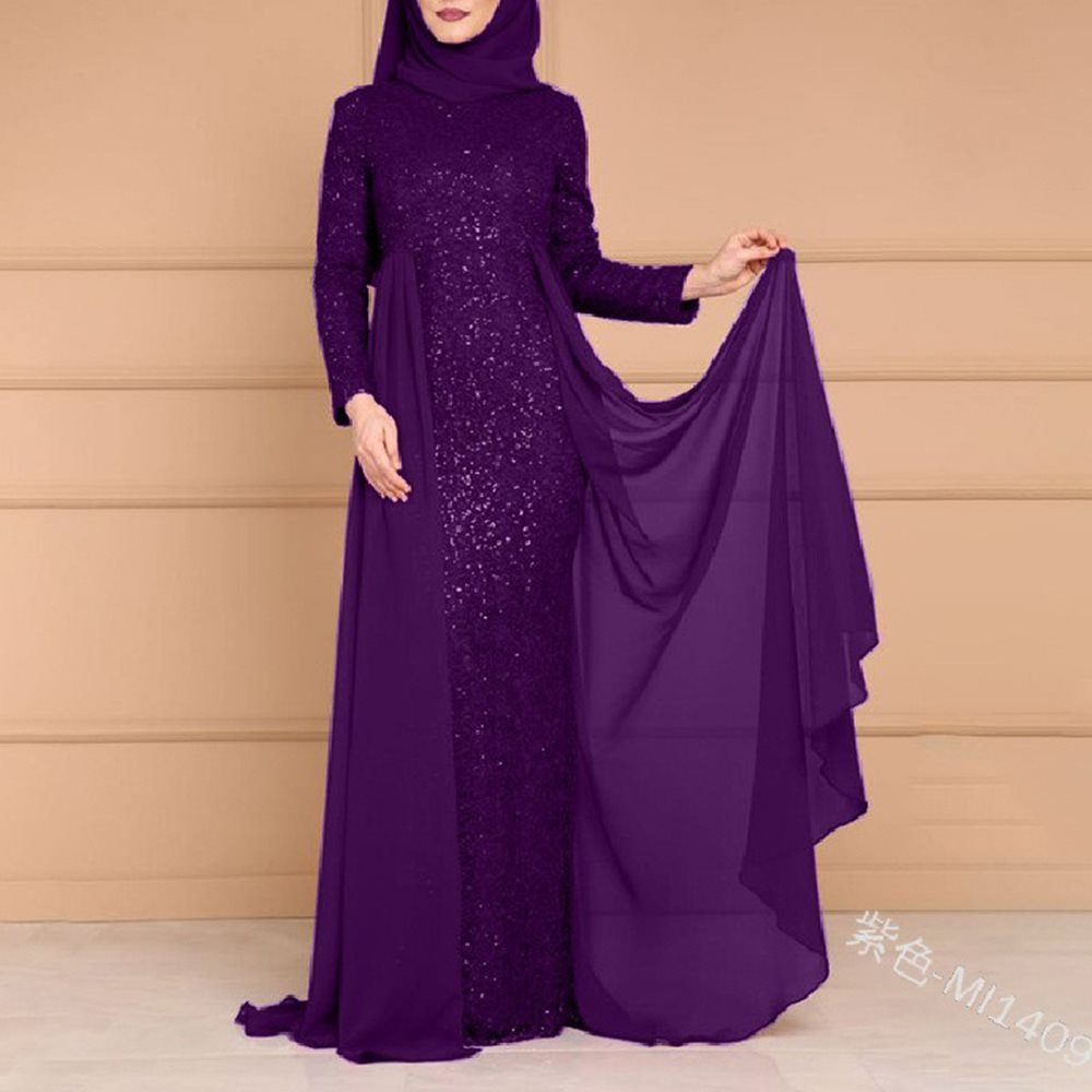 Sequin Gown Long Sleeve Fitted Maxi Dress(MS235) - Mariam's Collection