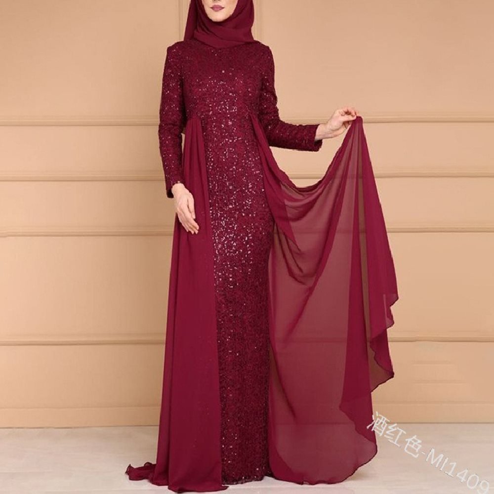 Sequin Gown Long Sleeve Fitted Maxi Dress(MS235) - Mariam's Collection