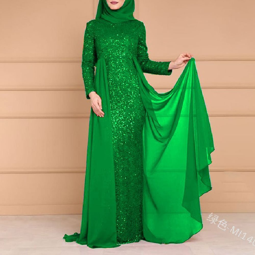 Sequin Gown Long Sleeve Fitted Maxi Dress(MS235) - Mariam's Collection