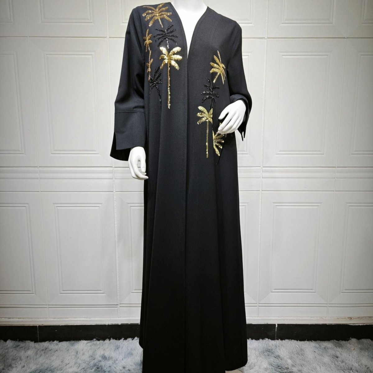 Sequin Palm Tree Embroidered Abaya(MOA252) - Mariam's Collection